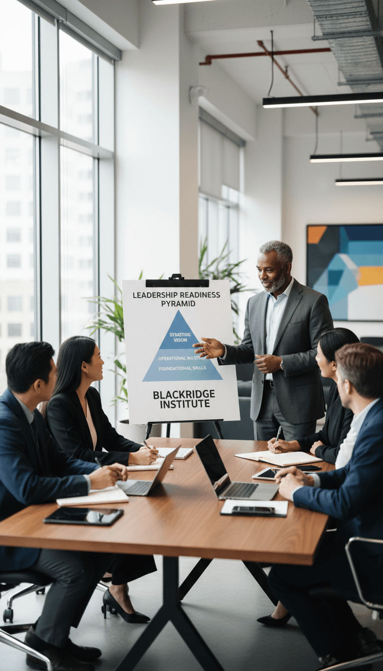 Diverse group in coaching session with leadership coach guiding discussion