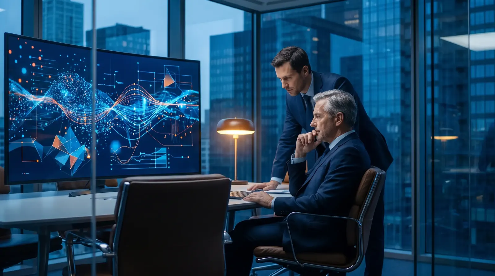 Leader reviewing information in a data-rich environment while remaining the decision-maker.