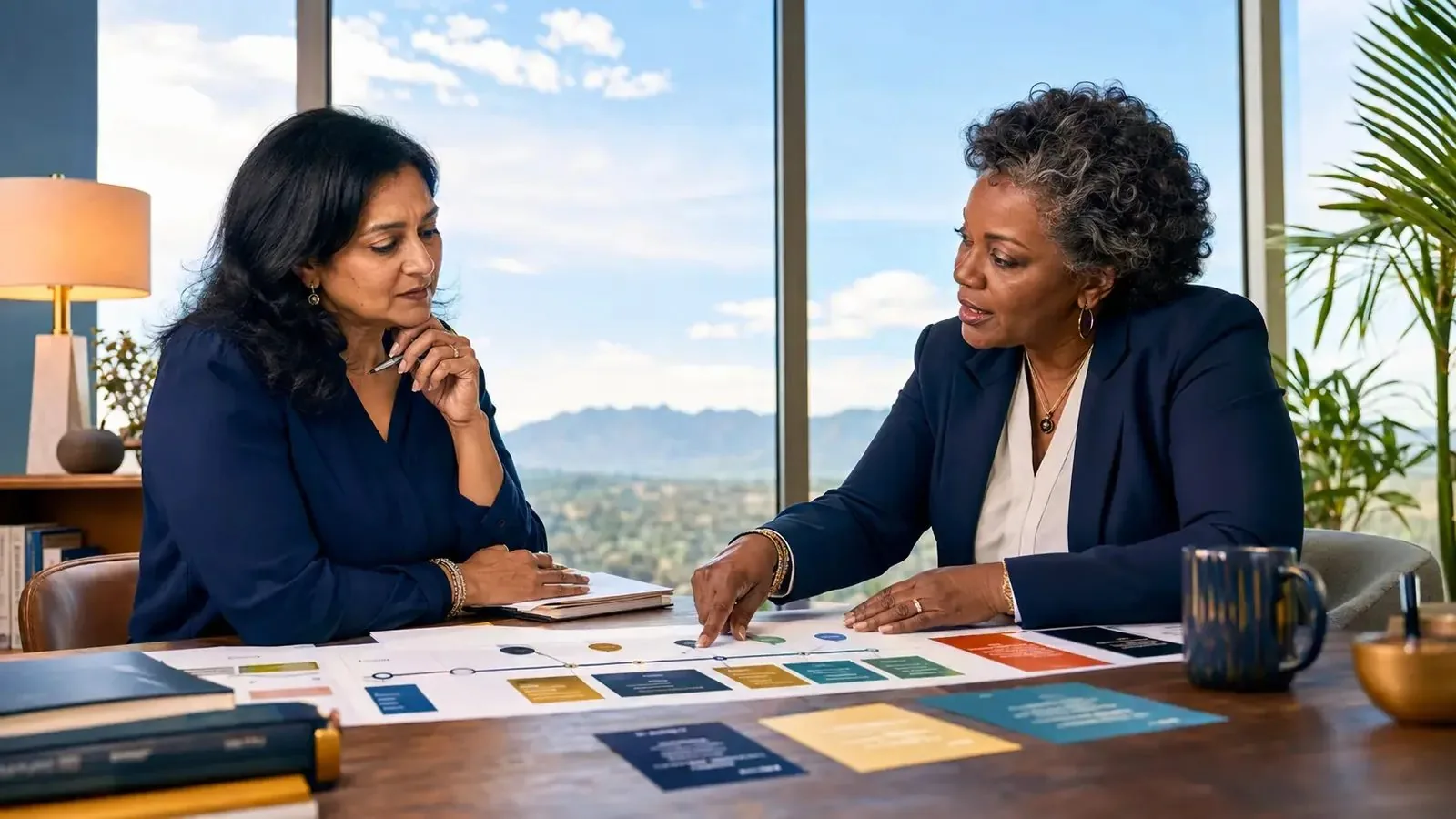 A leader and executive coach reviewing a 90-day evidence plan